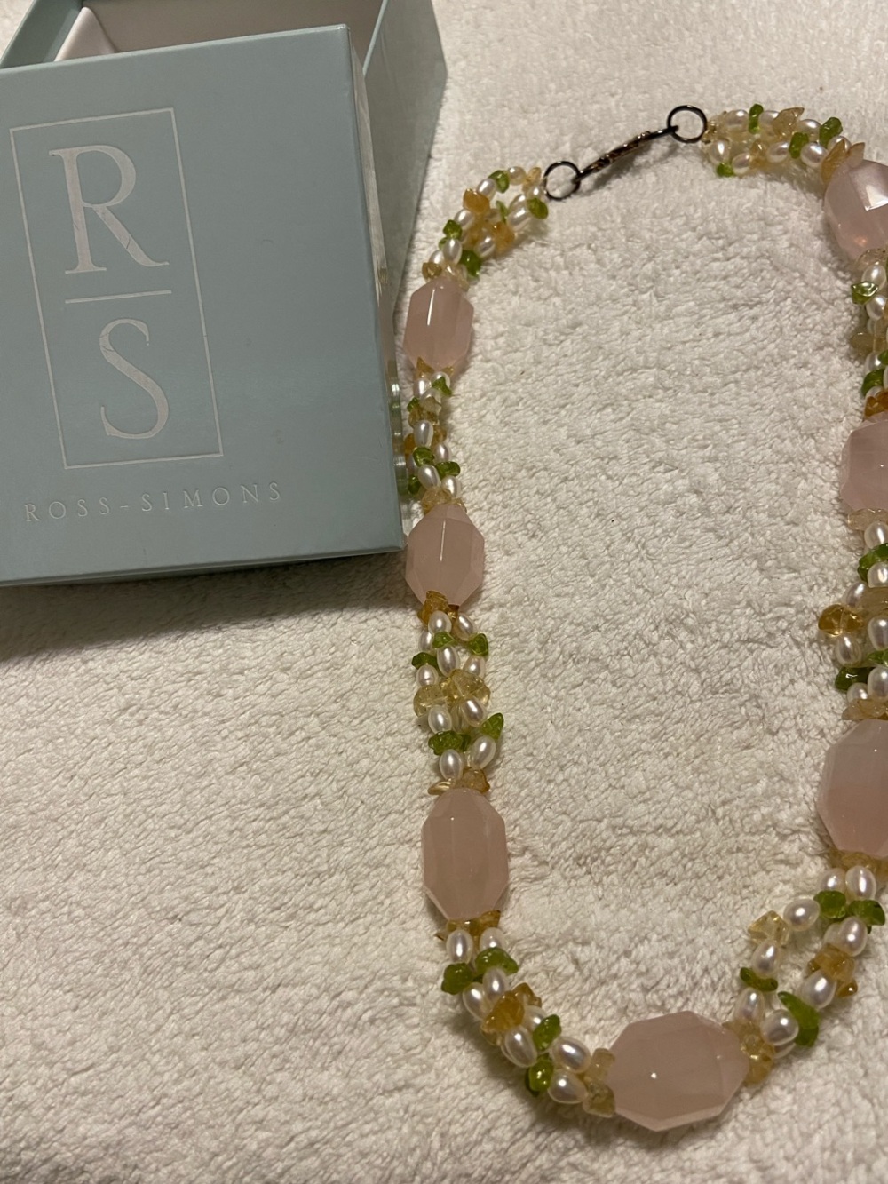 Ross-Simons Rose Quartz, Citrine, Pearl & Peridot Beaded Necklace